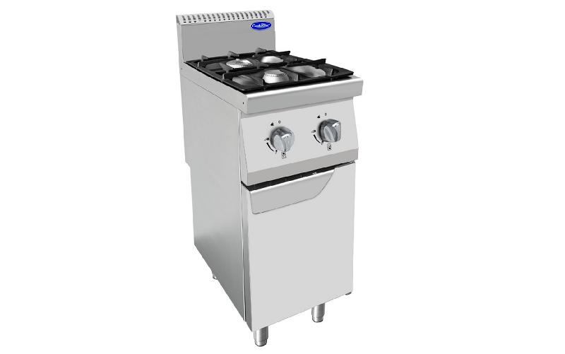 Fourneau à gaz professionnel 2 feux - AT7G2B-F-2 - sur placard 1 porte - 2x7kW - Atosa_0