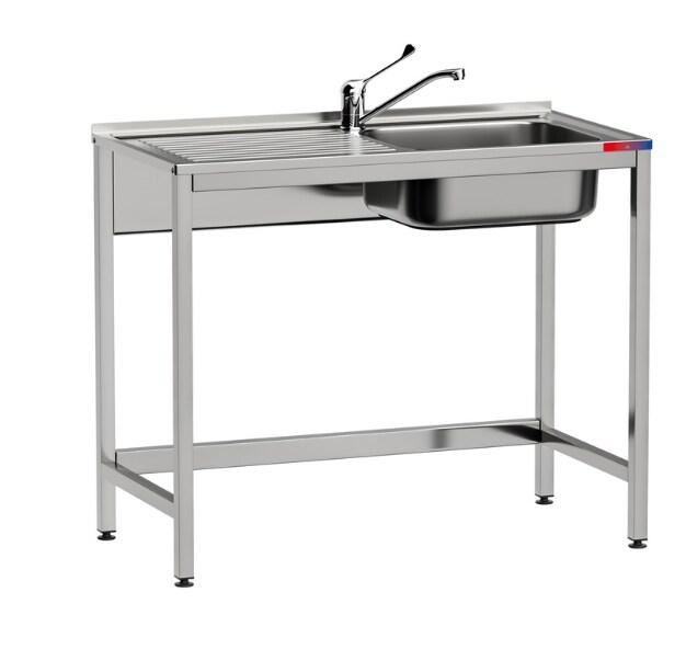 Gasfrit- Evier sous plan 1 cuve et 1 égouttoir industriel avec robinet double égouttoir en acier inoxydable 1000 x 500 x 850 mm - inox gf4001gf33_0