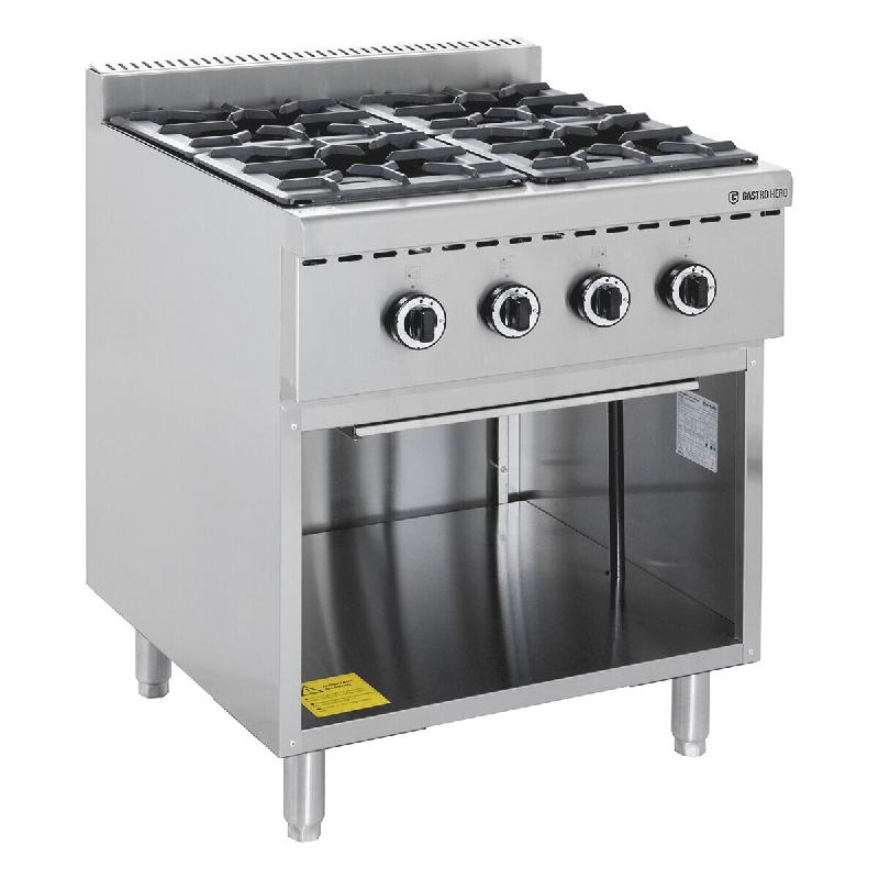 GastroHero Cuisinière à gaz ECO avec soubassement ouvert - 28,8 kW - 4 brûleurs - inox GHBO4B_0