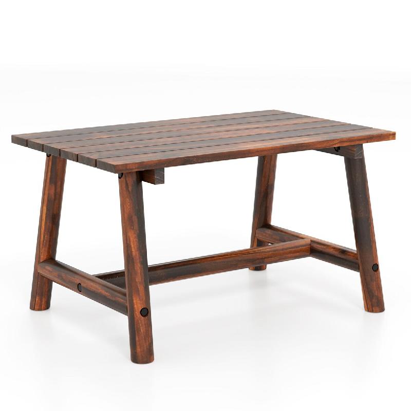 Helloshop26 - Table basse rectangulaire 90 x 55 x 50 cm idéale pour le jardin et le salon en bois massif marron 20_0013761 - 3000227912978_0