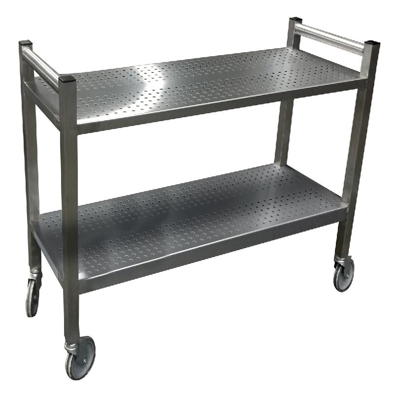 ITALCONCEPT L2G Chariot Inox 2 Plateaux Perforees 1230X460, 850 x 1230 x 460mm - 3616350018656_0