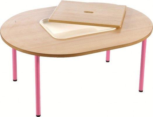 TABLE OVALE CHLOÉ PLATEAU BEIGE AVEC BAC ET COUVERCLE PIÉTEMENT GRANNY T2 - MANUTAN COLLECTIVITÉS