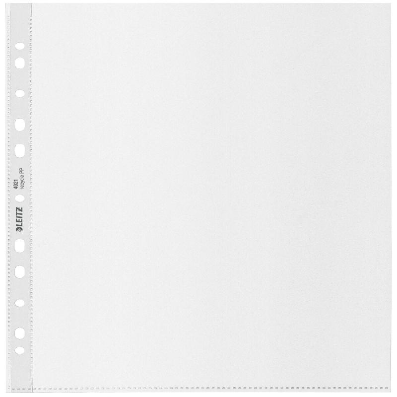 LEITZ Lot de 4 Sachet de 25 pochettes perforées Recycle A4 MAXI, en PP recyclé 100µ transparent - transparent 40210003_0