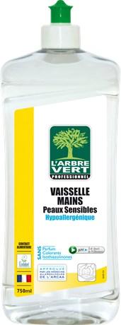 LIQUIDE VAISSELLE PEAUX SENSIBLES HYPOALLERGÉNIQUE L'ARBRE VERT 750 ML