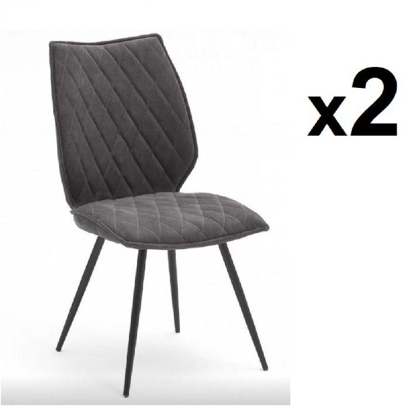 Lot de 2 chaises design NIME - tissu Toronto anthracite et pieds en métal laqué - style rétro et confort optimal_0