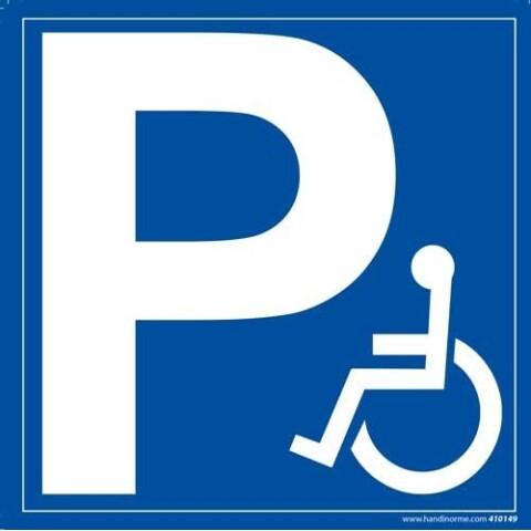LOT DE 2 - PANNEAU SIGNALÉTIQUE P + SYMBOLE HANDICAPÉ (250 X 250 MM, PVC)