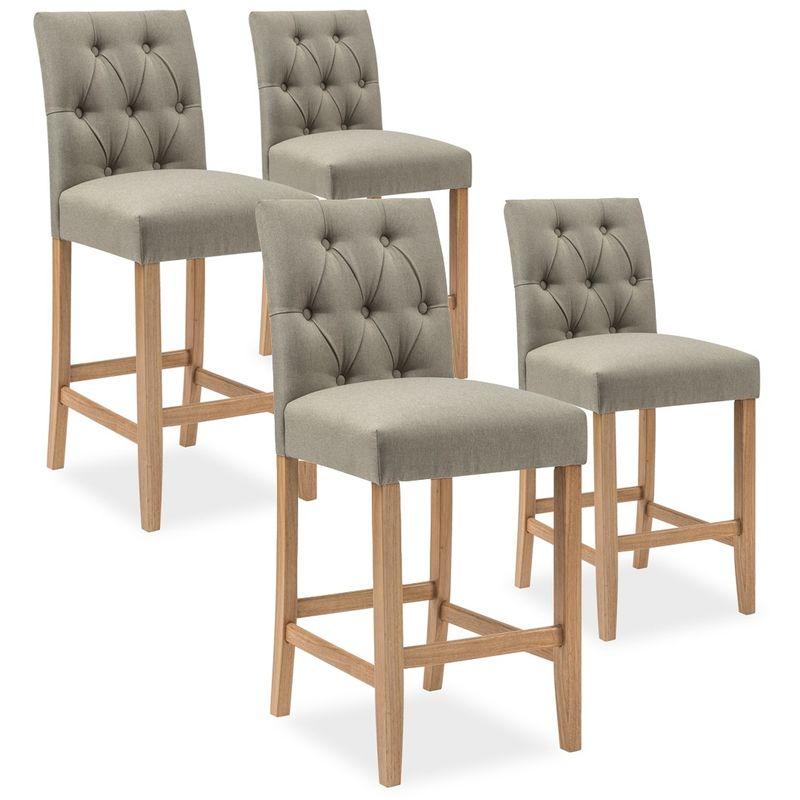 INTENSEDECO LOT DE 4 CHAISES DE BAR EN BOIS GAYA TISSU BEIGE H65CM BEIGE Comparer les prix