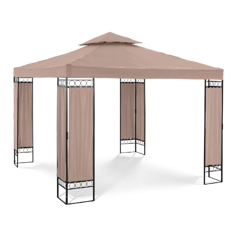 Pergola pavillon barnum tonnelle tente abri gazebo de jardin terrasse beige - 3x3 m - acier peint et polyester 160 g/m² - beige 14_0002758_0