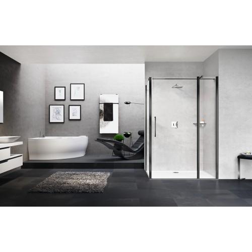 PORTE DE DOUCHE PIVOTANTE + FIXE YOUNG 2P 117 - EXTENSIBLE 117-121 CM - NOIR NOVELLINI