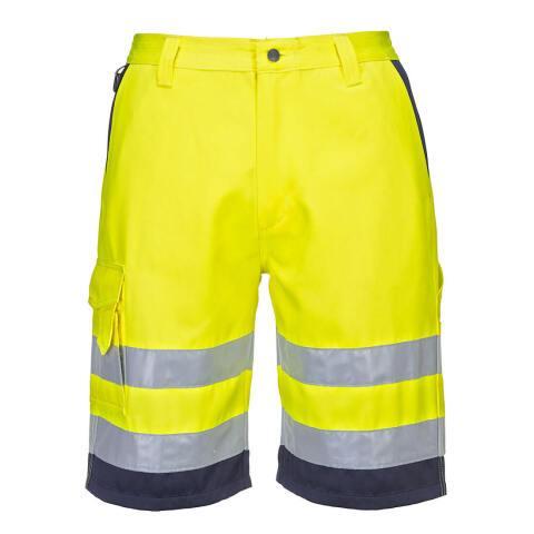 PORTWEST L043 SHORT EN POLY-COTON LÉGER HAUTE VISIBILITÉ JAUNE/MARINE - TAILLE L