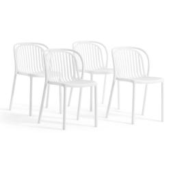 RATTATAN Set de 4 chaises en résine renforcée de fibre de verre, design moderne, empilables pour extérieur, jardin, bar, restaurant, cuisine – El_0