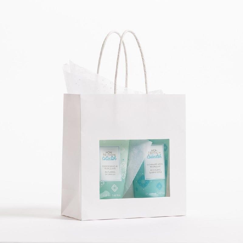 Sac à fenêtre papier blanc avec poignées torsadées 18x8x19cm - par 12_0