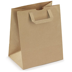 SAC KRAFT À POIGNÉES PLATES EXTÉRIEURES 26X32X20 CM