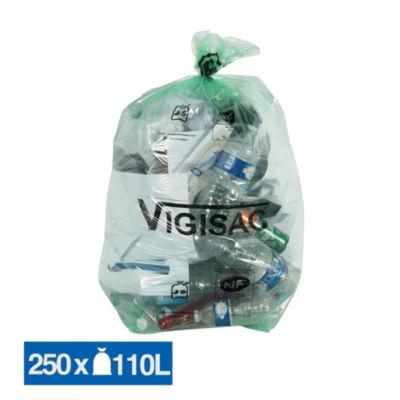 Sacs poubelle déchets courants Vigisac transparents 110 L, lot de 250_0