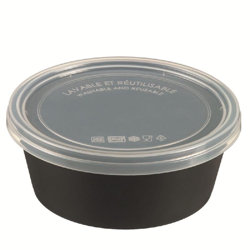 Saladier avec couvercle PP réemployable LOOP 750 ml gris anthracite - par 60_0