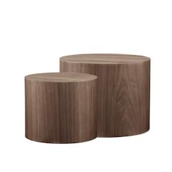 SalesFever Ensemble de 2 tables basses | rond | MDF avec placage en noyer | L 48/38 x P 48/38 x H 38/32 cm | noyer - marron Bois manufacturé 367612_0