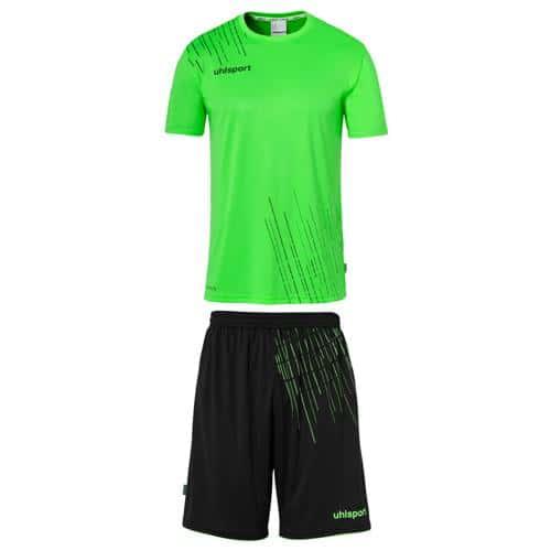 SET MAILLOT ET SHORT DE FOOT - UHLSPORT - SCORE 26 VERT FLUO/NOIR
