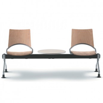 Siège d'accueil poutre WAP bois - assise et dossier en hêtre naturel - 2 ou 3 places avec tablette optionnelle_0