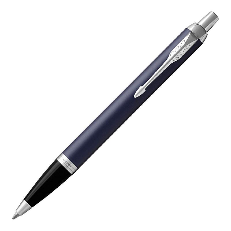 STYLO BILLE PARKER - BLEU ROYAL ATTRIBUTS CHROMES - POINTE MOYENNE - ENCRE BLEUE