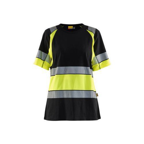 T-SHIRT DE SÉCURITÉ HAUTE-VISIBILITÉ FEMME JAUNE FLUO NOIR - BLAKLADER