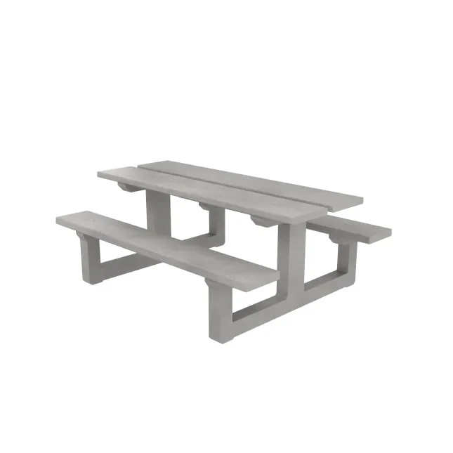 Table pique-nique RUBUS béton 6 places avec assises - Gris Sablé_0