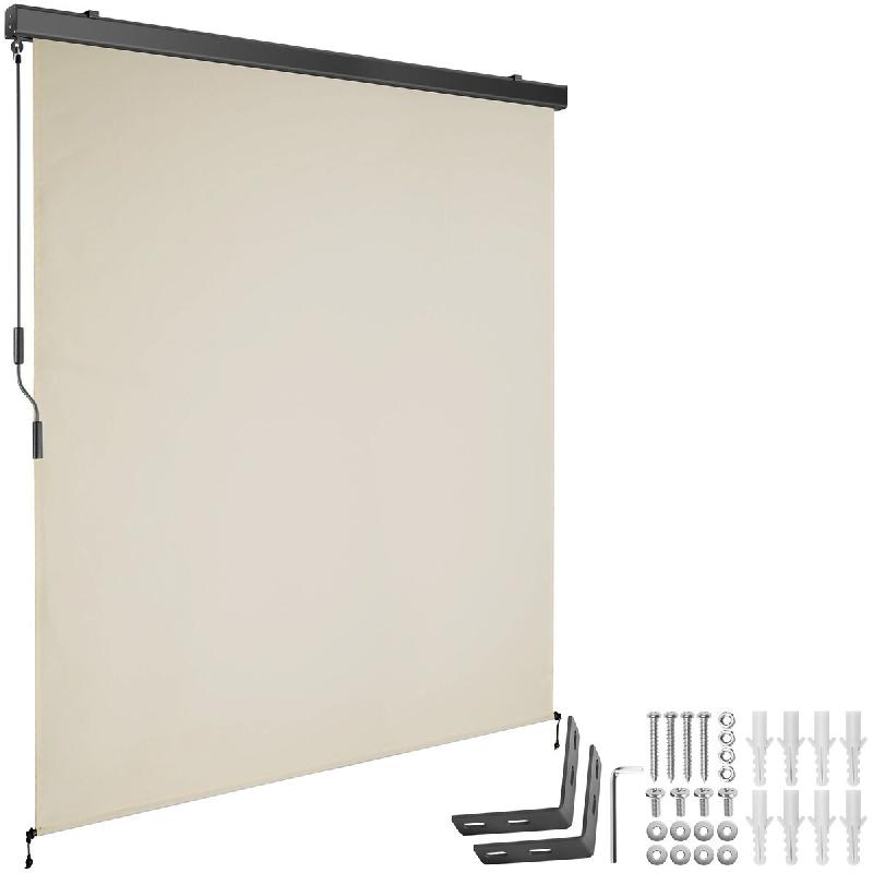 Tectake Store banne verticale ELOISE avec 2 supports muraux - 160 x 250 cm, beige - 406140 - beige polyester 406140_0