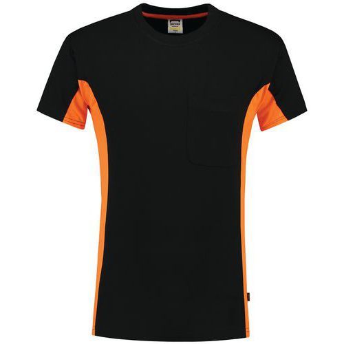 TEE-SHIRT BICOLOR POCHE POITRINE 102002 BLACK-ORANGE L - TRICORP WORKWEAR