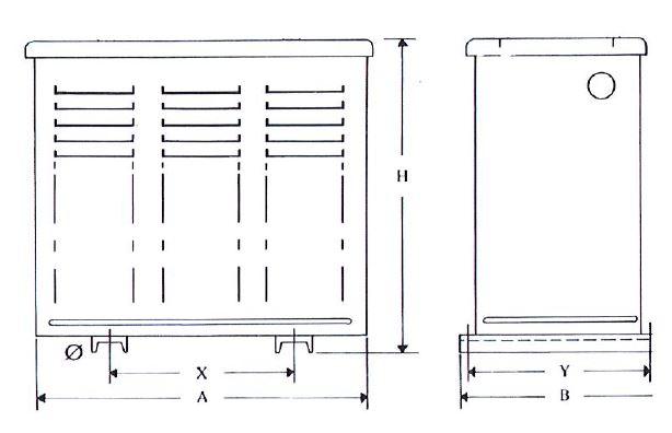 Transformateur triphasé protégé - IP 235 - Primaire 230V/400V - Secondaire 127V/230V/400V - Classe F_0