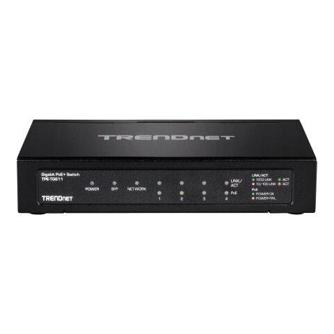 TRENDNET TPE-TG611 COMMUTATEUR RÉSEAU GIGABIT ETHERNET (10/100/1000) CONNEXION ETHERNET, SUPPORTANT L'ALIMENTATION VIA CE PORT (POE) NOIR