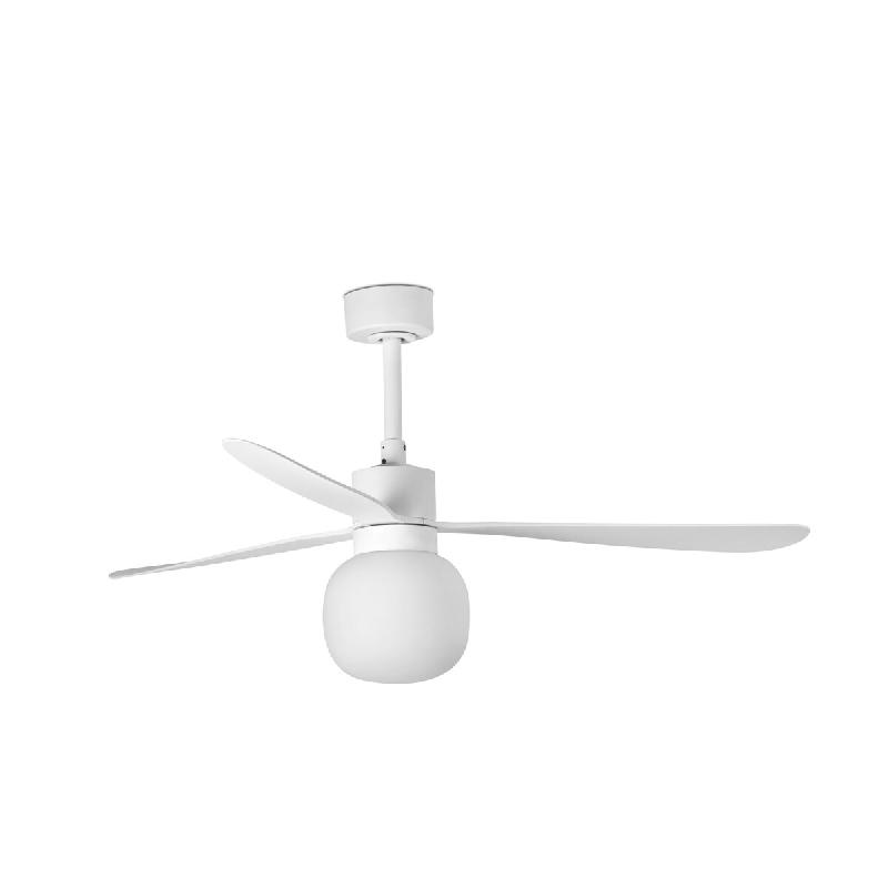 Ventilateur de plafond Amelia Ball L en acier blanc mat, moteur DC 6 vitesses, fonction inverse, compatible plafonds inclinés - FARO (FARO-337602W) -_0