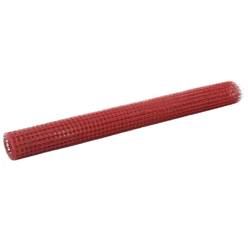 Vidaxl grillage acier avec revêtement en pvc 25x1,5 m rouge 143680_0