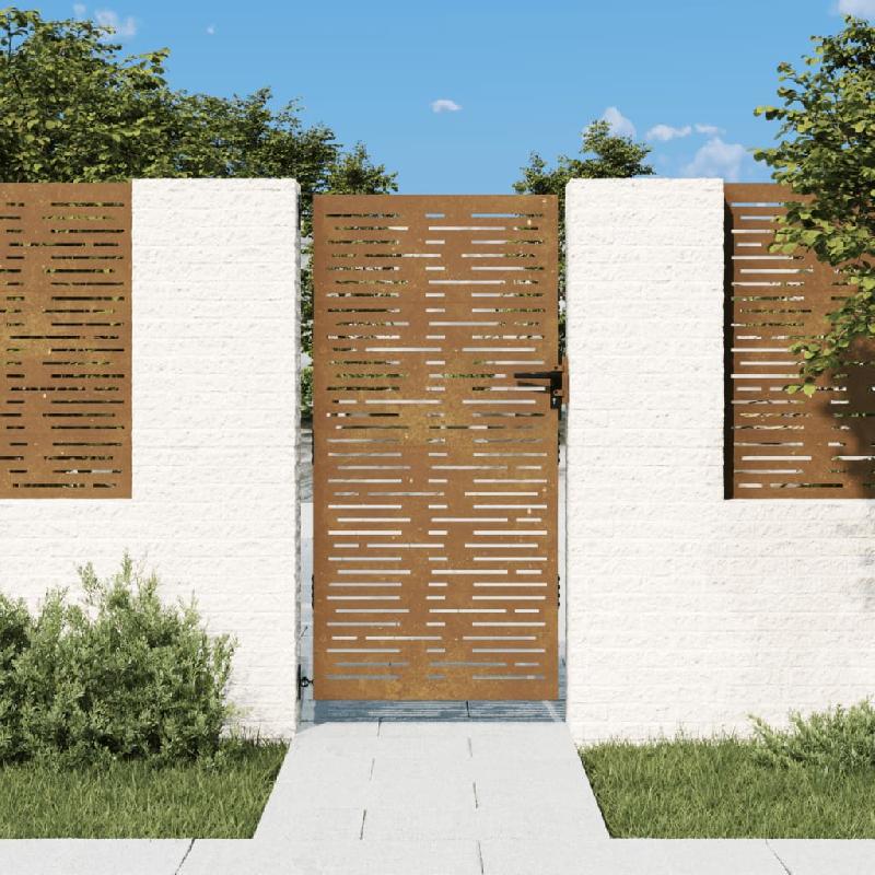 Vidaxl portail de jardin 85x175 cm acier corten conception de carré 153248_0