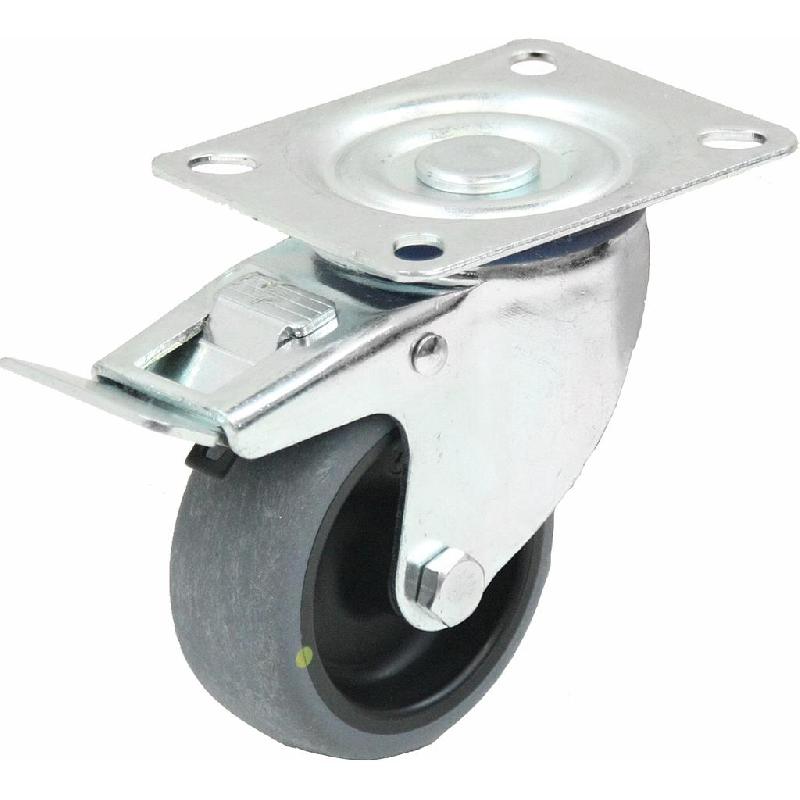 Roulette pivotante/frein de 100 mm avec caoutchouc thermoplastique gris conducteur d'électricité_0