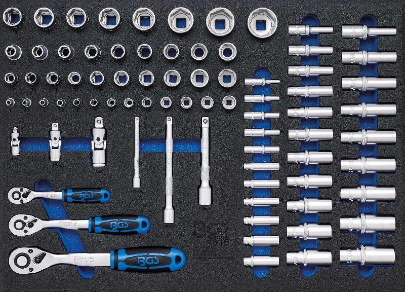 Insert de servante d'atelier 3/3 - Jeu de douilles BGS 401 - 80 pièces, cliquets réversibles 72 dents et douilles Pro Torque_0
