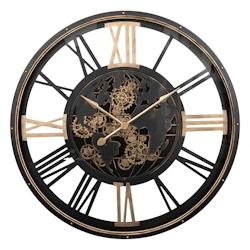 Atmosphera Grande Pendule murale Noir style rétro avec rouages mobiles D 110 cm - noir 3560232960505_0