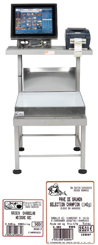 Balance étiqueteuse à écran tactile - Indicateur INOX avec imprimante externe GODEX T2 - Écran tactile 15