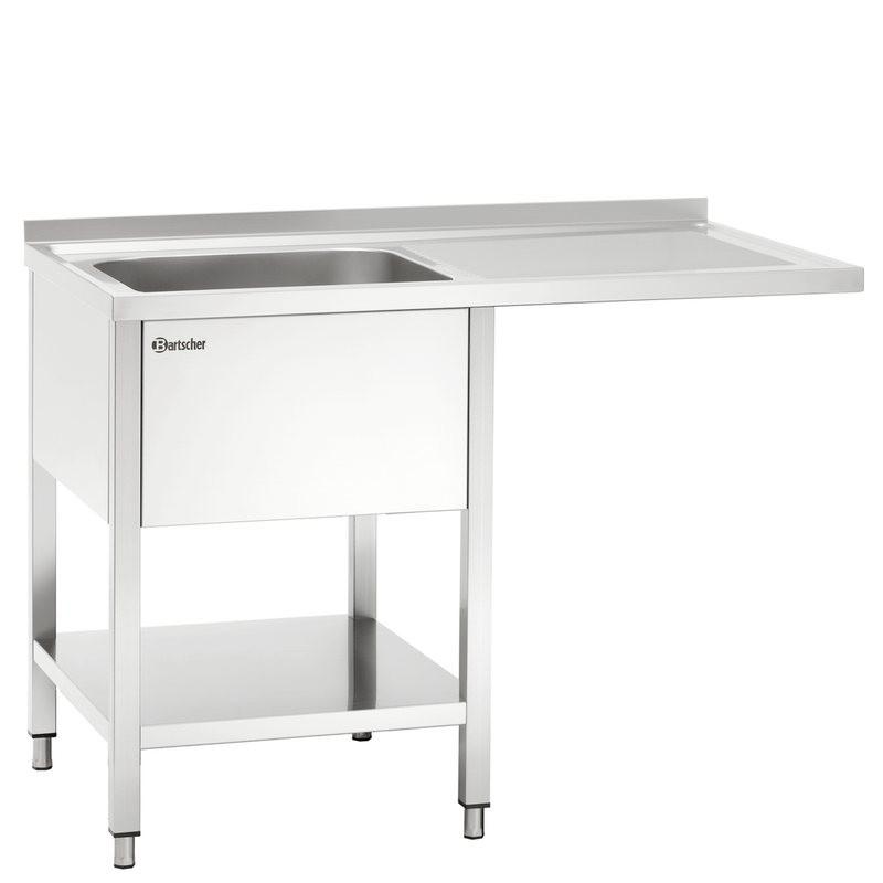 Bartscher - Table en inox pour lave-vaisselle avec égouttoir et étagère - Longueur 700 mm_0