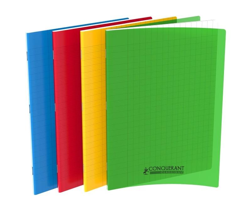 CONQUERANT Lot de 20 Cahier Classique PP piqué 24x32, 48p./24 feuilles 90g/m², Séyès, coloris assortis (4) - 3020120118697_0