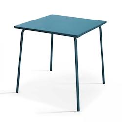 Oviala Business Ensemble table de terrasse carrée et 2 chaises bistrot bleu pacific - Oviala - bleu acier 109447_0