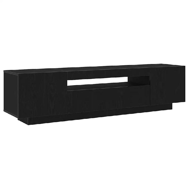 Helloshop26 - Meuble TV rectangulaire moderne avec étagères 160 x 35 x 40 cm en bois d'ingénierie noir 02_0051606 - noir Bois massif 3000237004052_0