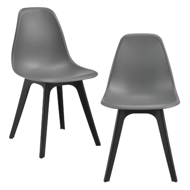 Lot de 2 chaises design pour cuisine et salle à manger - plastique gris et noir - 83 cm - modèle 03_0003630_0
