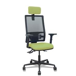 Piqueras y Crespo Silla Bormate asincro malla negra asiento bali verde oliva brazos 2D ruedas 65mm cabecero regulable - vert multi-matériau 405ASM840_0