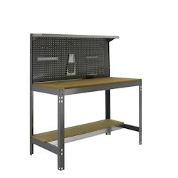 PROREGAL Etabli BUFFALO avec paroi à outils et étagère | HxLxP 84x120x61cm | Capacité de charge 600kg | Gris - gris métal RS40-06_0