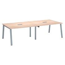 Table de réunion modulable avec extension chêne clair L 280 x P 126 cm - Piétement métal aluminium - Arch_0