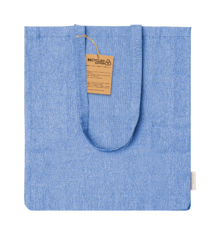 Tote bag en coton recyclé - avec soufflet et anses longues - 100% coton recyclé, 140 g/m²_0
