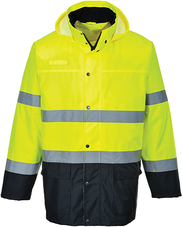Veste de pluie haute visibilité bicolore jaune marine S166 - 3XL - bandes réfléchissantes, capuche détachable, normes EN ISO 20471 et EN 343_0