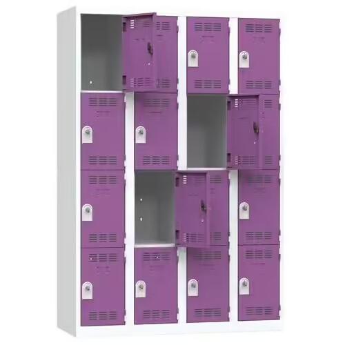 Vestiaire multicases 4 cases par colonne serrure 4 gris clair violet_0