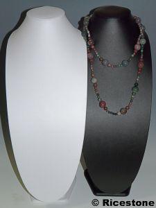 6E) TRÈS GRAND PRÉSENTOIR COLLIER SAUTOIR, H=55CM, BUSTE, GORGE.