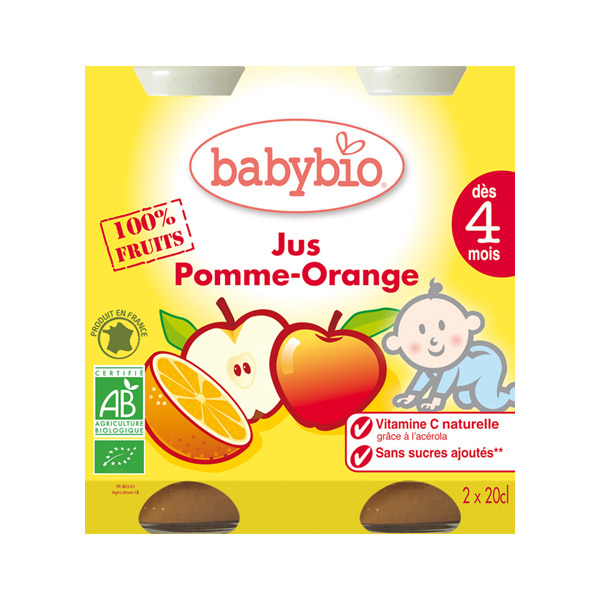 BABYBIO BABYBIO JUS POMME-ORANGE 2X20CL BOISSONS BB