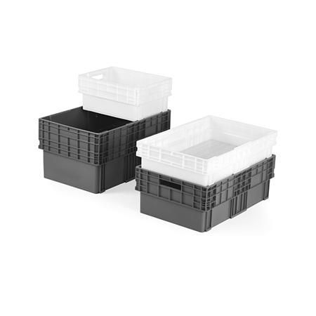 Bac ajouré gerbable et emboîtable modulaire idéal pour le transport, stockage et manutention - 40 x 30 et 60 x 40 cm - Hauteur 18 à 31  cm_0